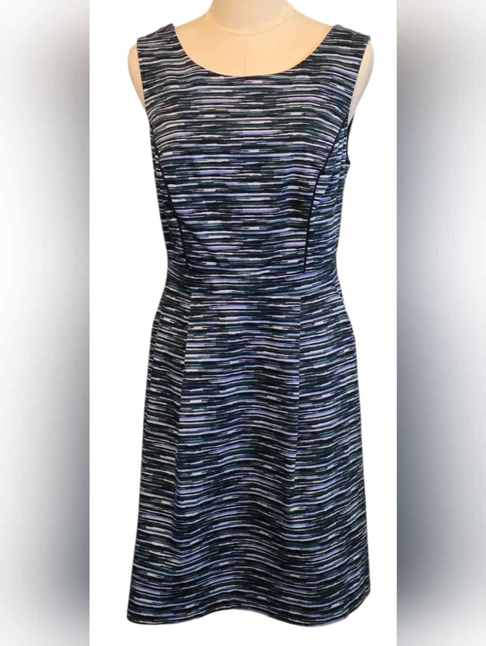The Limited | Sleeveless Sheath Dress with Pockets - Abstract Stripe Knee Length
